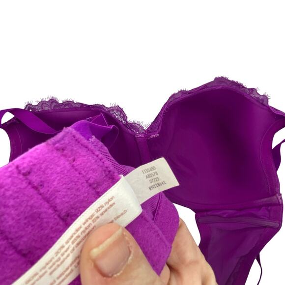 Cacique Lane Bryant 44DD Balconette Bra Purple Lace Lightly Lined - Picture 6 of 7
